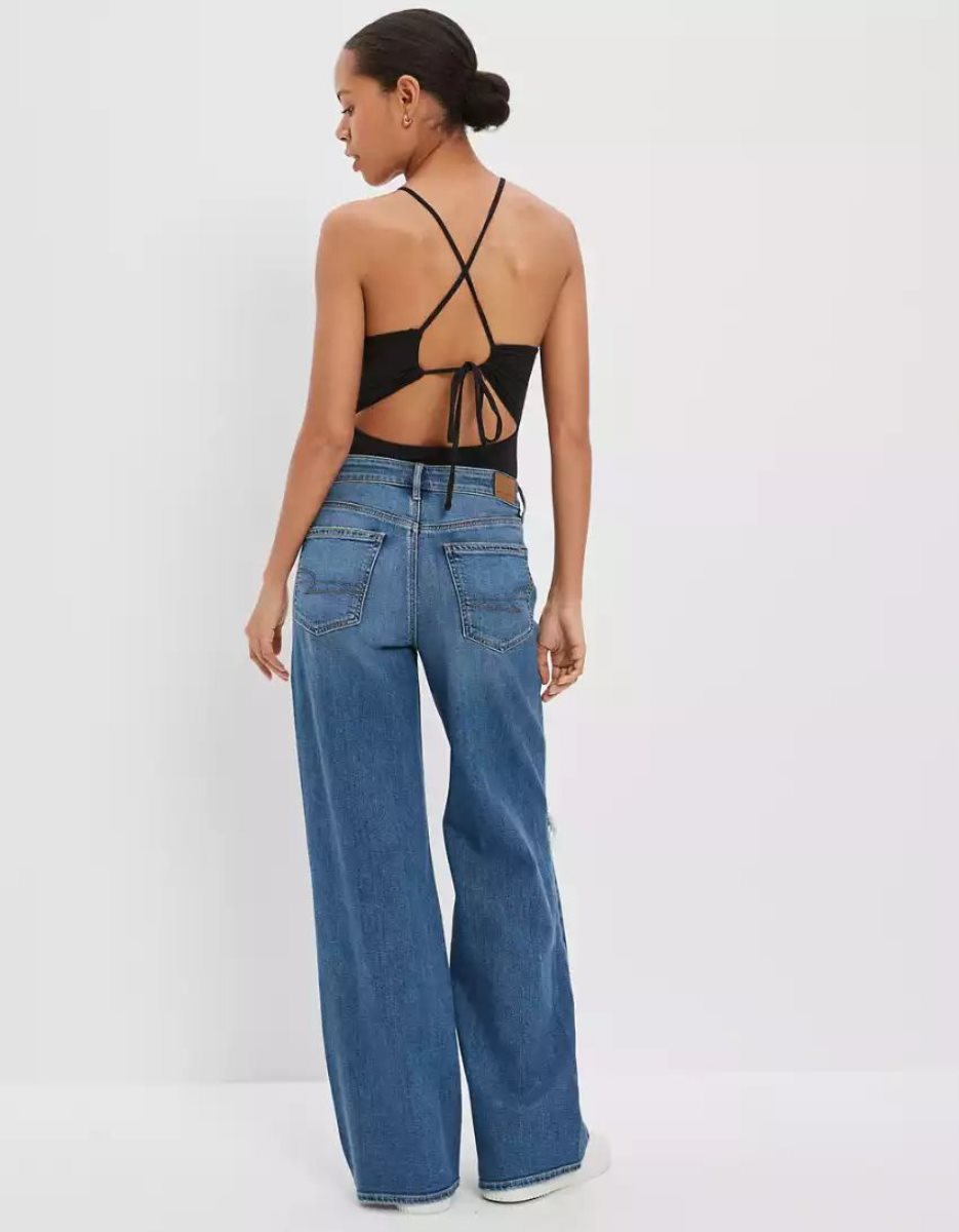 Jean American Eagle AE Dreamy Drape Stretch Ripped Super High-Waisted Baggy Larges-Leg Multicolore Femme | RKU-25504492